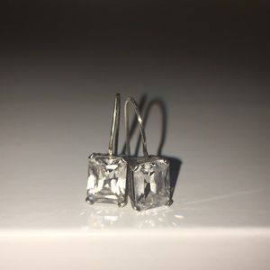 Silpada CZ sterling emerald cut drop earrings